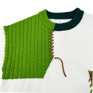 Otoño Invierno cálido Vintage cuello redondo Patchwork pulóver para mujer ropa de calle coreana suéteres de punto ropa de moda Casual - Product Image 4