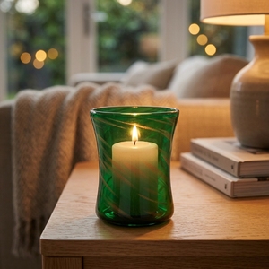 Porte-bougie en verre vert Crystal Coast, écologique, résistant à la chaleur, réutilisable, pour la maison, Noël, Pâques, la Saint-Valentin - Product Image 1