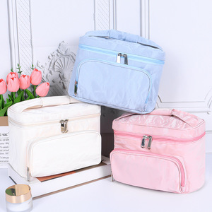 Large Capacity <b>Makeup</b> Bag Waterproof Portable Cosmetic Storage Travel Toiletry <b>Case</b> With Soft Handle Stripe Pattern - Product Image 2