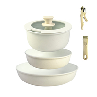 Ensemble de 8 ustensiles de cuisine en aluminium avec revêtement antiadhésif, poignée amovible, compatible four, lave-vaisselle et induction, avec couvercles