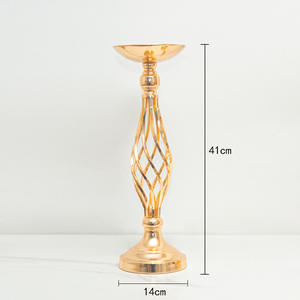 Adornos <span class=keywords><strong>para</strong></span> Mesa de Boda Estilo Chino, Portavelas de Hierro Dorado, Decoración de <span class=keywords><strong>Camino</strong></span> de Mesa con Diseño de Flores - Product Image 6