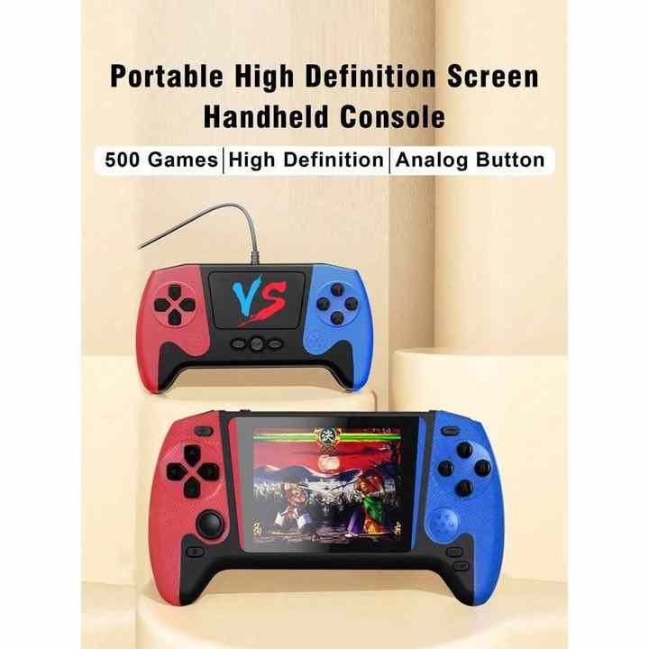 1pc New Big Screen Game Machine, Built-In 500 Classic Retro Games. The Nostalgic Red And White Machine Can Be Played By Two Peop
