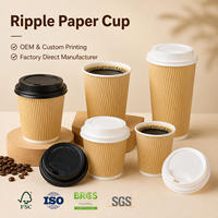 Taza de Café Aislada, Resistente y Confiable, Clásica y Estándar, de 300gsm/250gsm, para Cafeterías y Tiendas de Bebidas