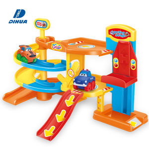 City Series - First Parking Garage Toy Play Set Bebé con 2 <span class=keywords><strong>coches</strong></span> de rueda libre Fácil montaje Ranura de dibujos animados Rampa de coche Pista educativa - Product Image 1