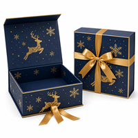 Boîte cadeau de Noël pliable magnétique avec logo personnalisé, carton rigide avec ruban en satin, emballage de fête