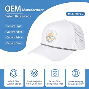 <b>Waterproof</b> Unstructured 5-Panel Flat Bill Snapback Golf Hat Laser Cut Trucker <b>Cap</b> Perforated Rope Casquette Homme Baseball <b>Caps</b> - Product Image 1