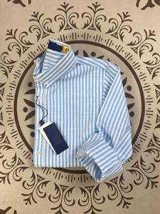 เสื้อเชิ้ตผู้ชายผ้าฝ้ายแท้ 100% ป้องกันขนร่วง ใส่สบายสำหรับฤดูร้อน ป้องกันแสงแดด ปักลาย ปิดกระดุมแถวเดียว ลายทาง ผ้าทวิล แขนยาว มีไซส์ให้เลือก - Product Image 3