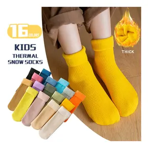 Wholesale Thicken Winter Socks Children Warm Snowing Velvet Home Floor Socks Kids Thermal Solid Wool Fleece Boots Slipper Socks