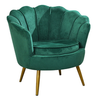 Minimalistischer geschwungener Blütenblatt-Sessel mit weicher Samtpolsterung, Sillon Oro Bein, dekorativer Einzelsofa-Stuhl für Wohnmöbel