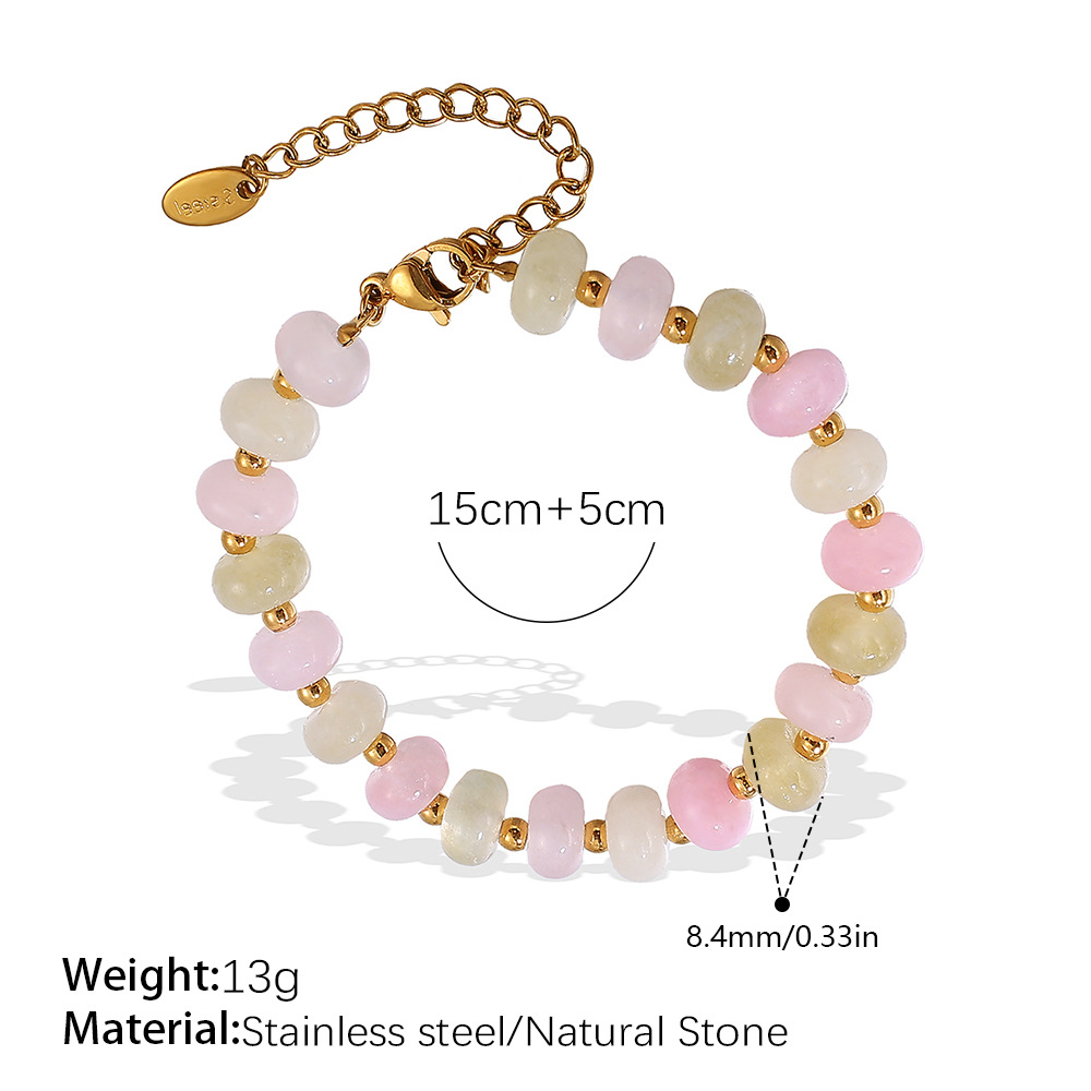 SL230PYG Pulsera de piedra natural amarilla rosa