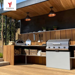 Prix d'usine, réfrigérateur double extérieur en acier inoxydable 304, barbecue intégré, armoire de cuisine avec réfrigérateur, évier, four à pizza - Product Image 3