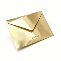 Enveloppe en carton réfléchissant doré effet miroir, personnalisable avec logo par estampage à chaud, pour cartes de remerciement et invitations de fête