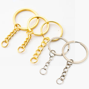 Porte-clés pendentif chaîne à quatre maillons plaqué or, anneau unique, accessoires de bijoux de bricolage, vente en gros de pièces et accessoires de sacs spéciaux - Product Image 1