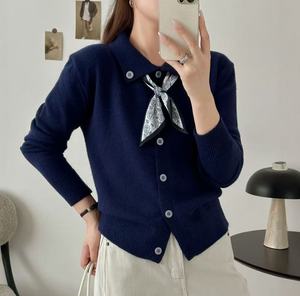 Nouveau <span class=keywords><strong>cardigan</strong></span> en tricot pour femme, design à col rabattu, simple boutonnage, décontracté, polyvalent, <span class=keywords><strong>cardigan</strong></span> uni pour femme, pull-over - Product Image 1