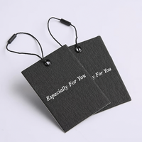Étiquette suspendue en papier texturé noir avec logo personnalisé et œillet métallique, spécialement conçue pour vous, étiquette pour vêtements, étiquette cadeau de luxe