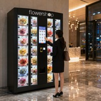 Distributeur automatique de fleurs OEM 24H pour fleuristes, bureaux, halls d'accueil, hôpitaux, stations de métro, 12/24/32 portes, interface utilisateur personnalisée
