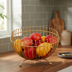 Corbeille à fruits ronde moderne en métal, support de rangement de cuisine durable à un seul niveau - Product Image 6