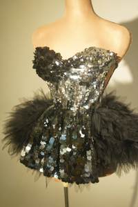 性感无肩带亮片羽毛束身裙2件套套装秀穿俱乐部舞会服装女性无背晚宴礼服 - Product Image 2