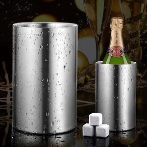 Seau à glace en acier inoxydable à double paroi épaissi, de forme cintrée, 2 L, pour le vin et les bars, marque Unisweet - Product Image 1