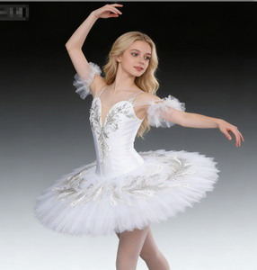 Robe de danse de ballet à col en V avec strass <span class=keywords><strong>DIY</strong></span>, <span class=keywords><strong>jupe</strong></span> tutu en dentelle de haute qualité, robe de princesse, costume de spectacle pour enfants - Product Image 3