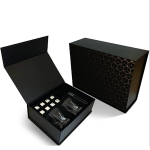 High Quality Ice Cube Whiskey Glass Gift Box Rigid Cardboard Packaging <b>Wine</b> Bottle Rock Whiskey Decanter Set Gift Box - Product Image 1