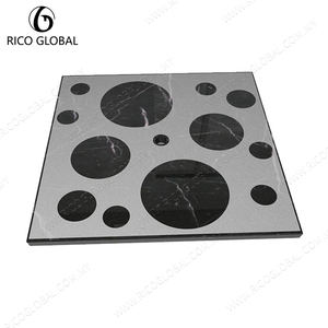 Receveur de douche moderne carré en acier inoxydable et résine SMC, design marbre noir, pour usage hôtelier, OEM BST-003A-FOST, fabriqué en Malaisie - Product Image 6