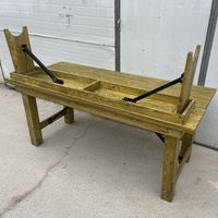 Table de dîner d'extérieur en bois massif de pin, table de ferme pliante portable, long banc, table de salle à manger et chaises de ferme pliantes en pin