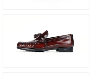 LeFou – chaussures à enfiler artisanales pour hommes, en cuir de vache respirant, chaussures de mariage de luxe, rouge vin, mode automne - Product Image 6
