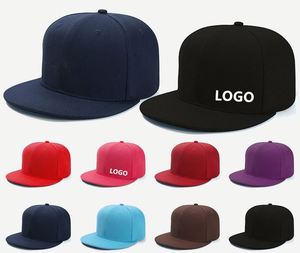 Gorra Snapback Bordada de 6 Paneles al por Mayor, Estilo Hip Hop, Visera Plana, Color Sólido, Talla Ajustable, Regalo Promocional - Product Image 1
