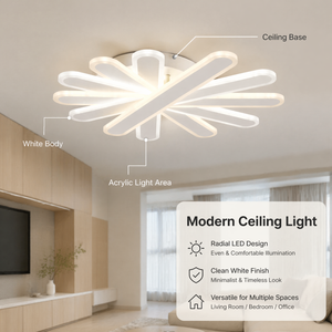 Modern Dimmable Led <b>Ceiling</b> <b>Light</b> Acrylic Iron <b>Remote</b> <b>Control</b> Tri Color Surface Mount For Living Room Bedroom Office - Product Image 2