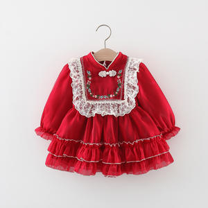 Venta al por mayor 1582 vestido <span class=keywords><strong>de</strong></span> princesa <span class=keywords><strong>de</strong></span> encaje estilo coreano para <span class=keywords><strong>Niñas</strong></span> para primavera otoño patrón floral cuello redondo ropa Casual bordado <span class=keywords><strong>de</strong></span> encaje - Product Image 3