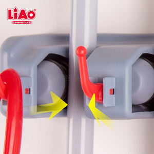 <span class=keywords><strong>Support</strong></span> <span class=keywords><strong>mural</strong></span> <span class=keywords><strong>pour</strong></span> <span class=keywords><strong>balai</strong></span> et serpillière LiAo, organisateur d'outils de nettoyage en plastique avec 4 crochets et 3 pinces - Product Image 3