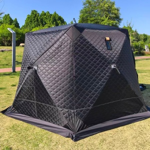 Grande tente de pêche sur glace pentagonale avec double porte à fermeture éclair, ventilation en maille, sac de transport pour traîneau, pour expédition <span class=keywords><strong>lac</strong></span> du Saskatchewan - Product Image 1
