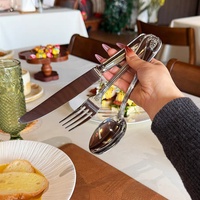 Ensemble d'ustensiles de table en acier inoxydable gaufré décoratif, poli de qualité supérieure, pour cadeau de mariage, buffet d'hôtel, repas à domicile : cuillère, fourchette, couteau