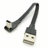 FPV cinta plana silicona Mini Puerto en forma de T Mini USB macho superior e inferior 90 grados ángulo recto a USB macho Cable de datos
