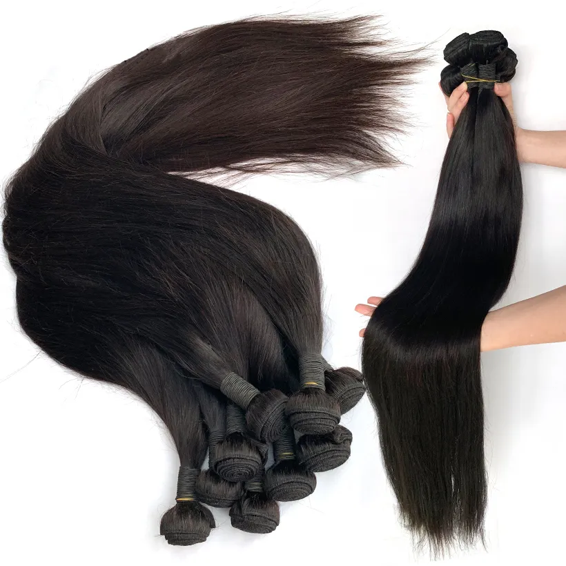 人間の髪の束エクステンションペルーの髪の束ストレートレミー髪織り10-30インチ