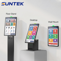Kiosque de paiement en libre-service sur comptoir 21,5 pouces SUNTEK SK1, machine de commande de restauration rapide, lecteur d'empreintes digitales NFC, imprimante thermique, SDK