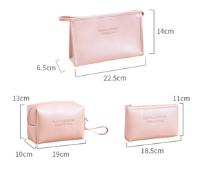 Bolsa de Cosméticos Portátil Grande, Resistente al Agua, de Color Sólido, Simple, para Viaje, con Cierre, de Cuero PU con Logotipo Grabado - Product Image 4