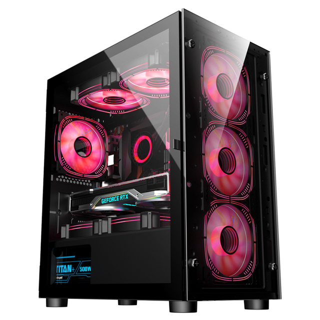 RUIX Tempered Glass Computer case Led Strip Computer case Gaming Practical Desktop case