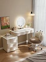 Nouvelle coiffeuse moderne 2025 en bois massif style crème avec miroir éclairé pour petit appartement, chambre à coucher, hôtel