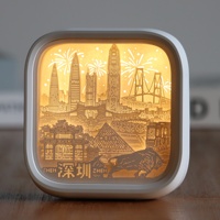 Lampe carrée en papier 3D à motif personnalisé, boîte à ombre avec lumière chaude USB pour la décoration de chambre et cadeau d'anniversaire
