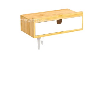 Étagère de rangement en bois pour salle de bain avec tiroir, porte-papier toilette mural pour mouchoirs et lingettes, forme rectangulaire, durable - Product Image 5