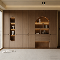Armoire murale de salon modulaire en bois massif, personnalisée et écologique, avec un design moderne, 5+ tiroirs et compartiments