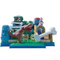   Structure de jeu combinée à thème dinosaure avec toboggan et parcours d'obstacles, aire de jeux d'aventure préhistorique multi-activités pour enfants, pour fêtes et usage commercial