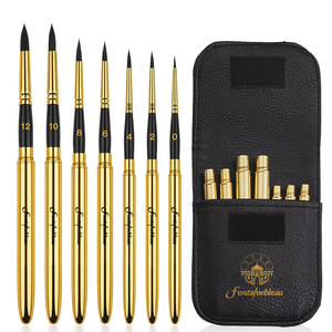 Pinceaux de peinture artistique de haute qualité avec logo personnalisé, pinceaux dorés de voyage pour aquarelle, pour peinture acrylique et aquarelle - Product Image 1