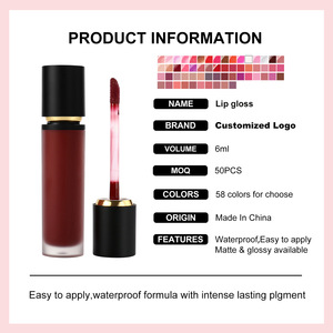 Brillo Labial de Marca Privada OEM MLM, Producto en Stock, Tinte Labial Brillante y Mate, Hidratante, No Pegajoso, de Larga Duración, Maquillaje Cosmético para Labios - Product Image 2