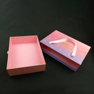 Custom Luxury square Rigid Cardboard Paper Small Thin Slider Box Drawer Type Gift Packaging Boxes with Handles - Product Image 3