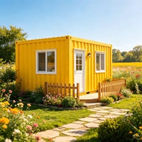 Maison conteneur préfabriquée portable jaune vif, pièce unique, maisonnette modulaire, bureau de jardin, chambre d'amis, bureau extérieur