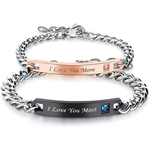 Personalizzato 2 pezzi in acciaio inossidabile placcato oro regolabile lui e lei bracciali coppia coppia set corona coppia distanza braccialetto - Product Image 6