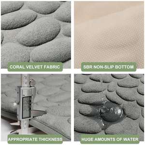 Alfombra de baño antideslizante con relieve de adoquín de 40*60*1.5 cm, tapete para el lado del lavabo, alfombra para el suelo de la bañera, alfombrilla para la ducha, almohadilla de espuma viscoelástica - Product Image 3